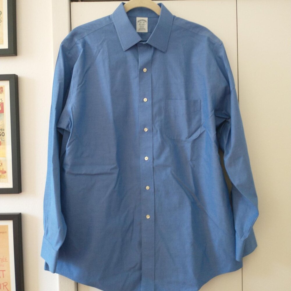 Brooks Brothers NWOT Men's Ainsley Collar Dress Shirt in Medium Blue